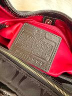 Vintage Coach Madison Black Hobo Opt Art Signature Canvas