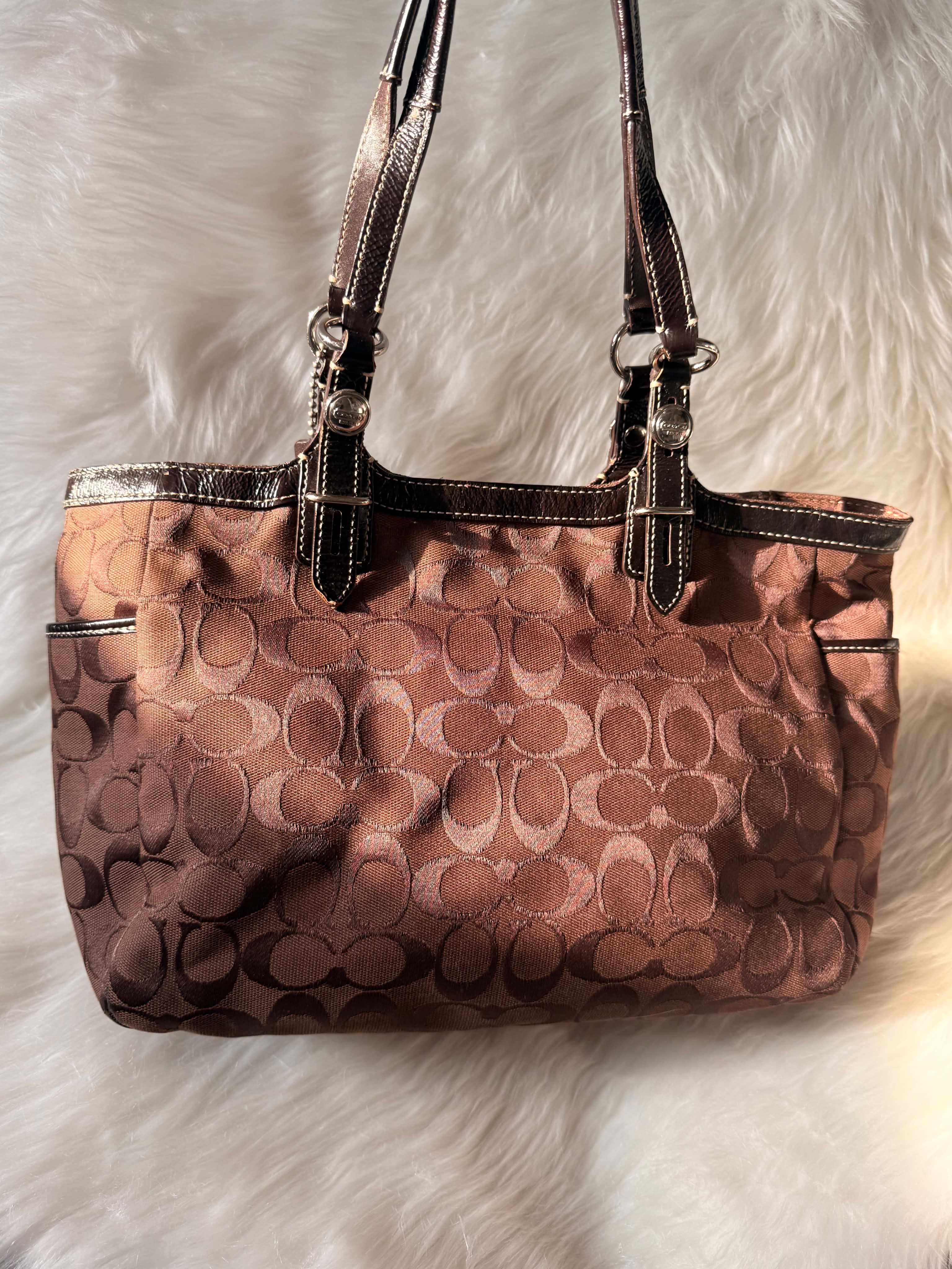 Coach Gallery Signature East/West Pleated Tote Bag