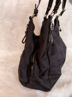 Vintage Coach Madison Black Hobo Opt Art Signature Canvas