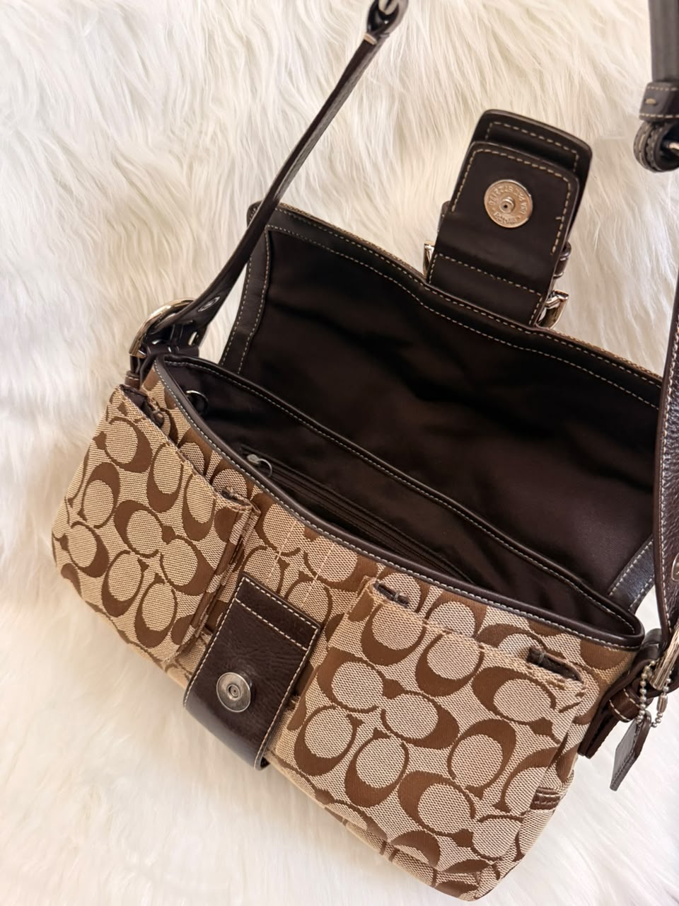 Coach Soho Signature Large Flap Baguette / Shoulder Bag