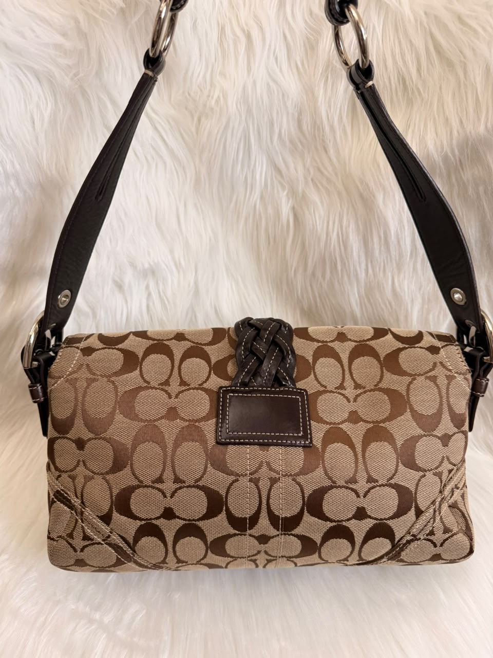 Coach Soho Signature Large Flap Baguette / Shoulder Bag