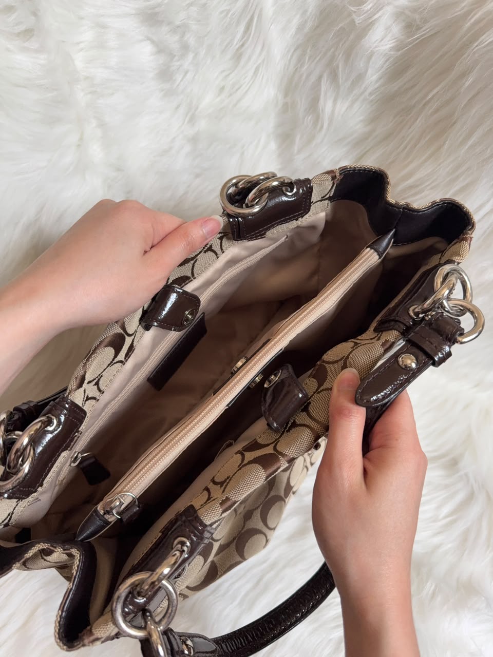 Coach Signature Turn lock Satchel Bag