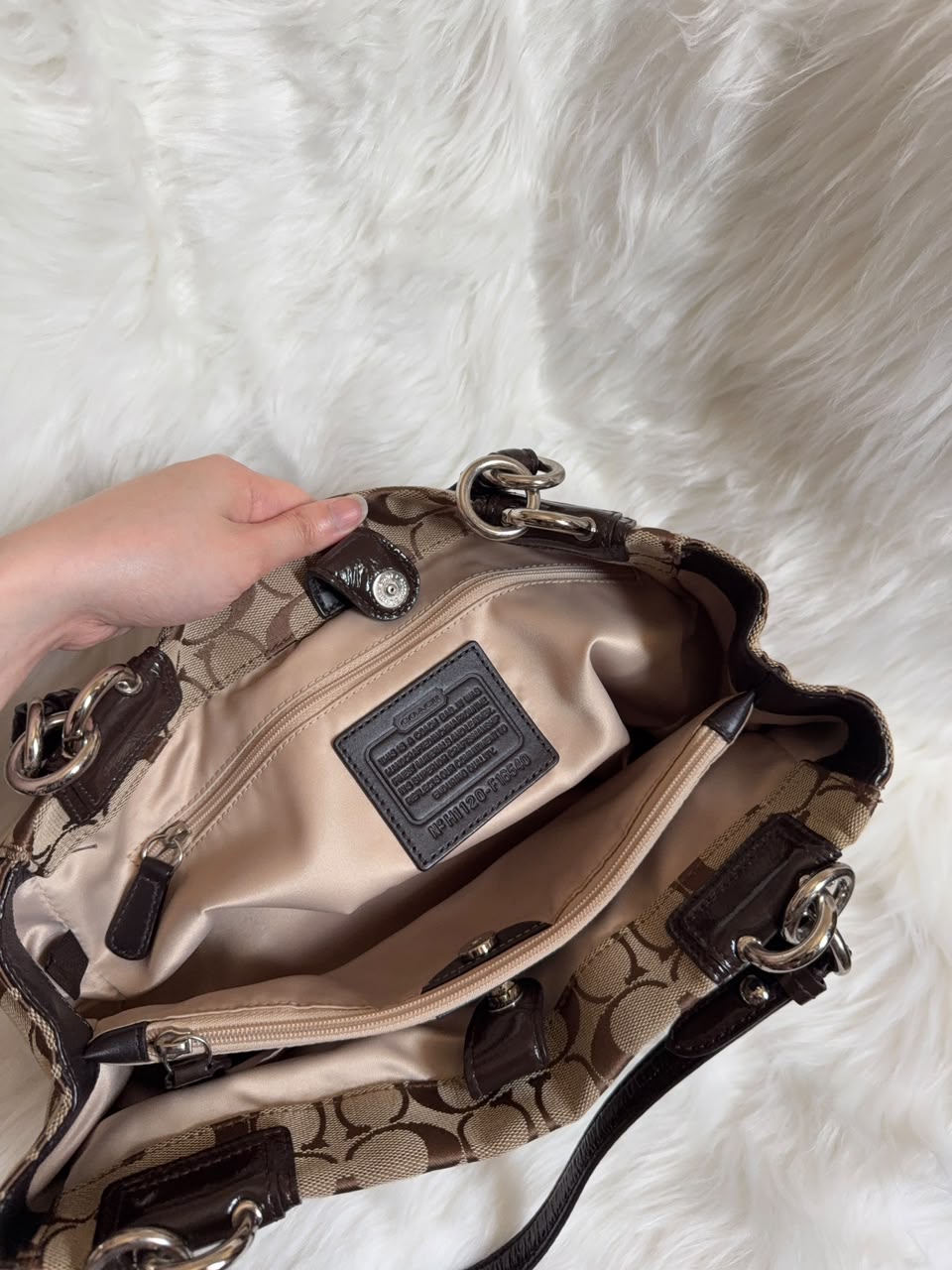 Coach Signature Turn lock Satchel Bag