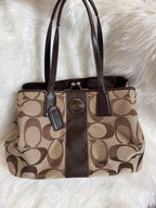 Coach Signature Stripe Framed Kisslock Carryall
