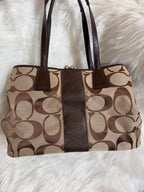 Coach Signature Stripe Framed Kisslock Carryall