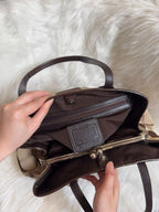 Coach Signature Stripe Framed Kisslock Carryall