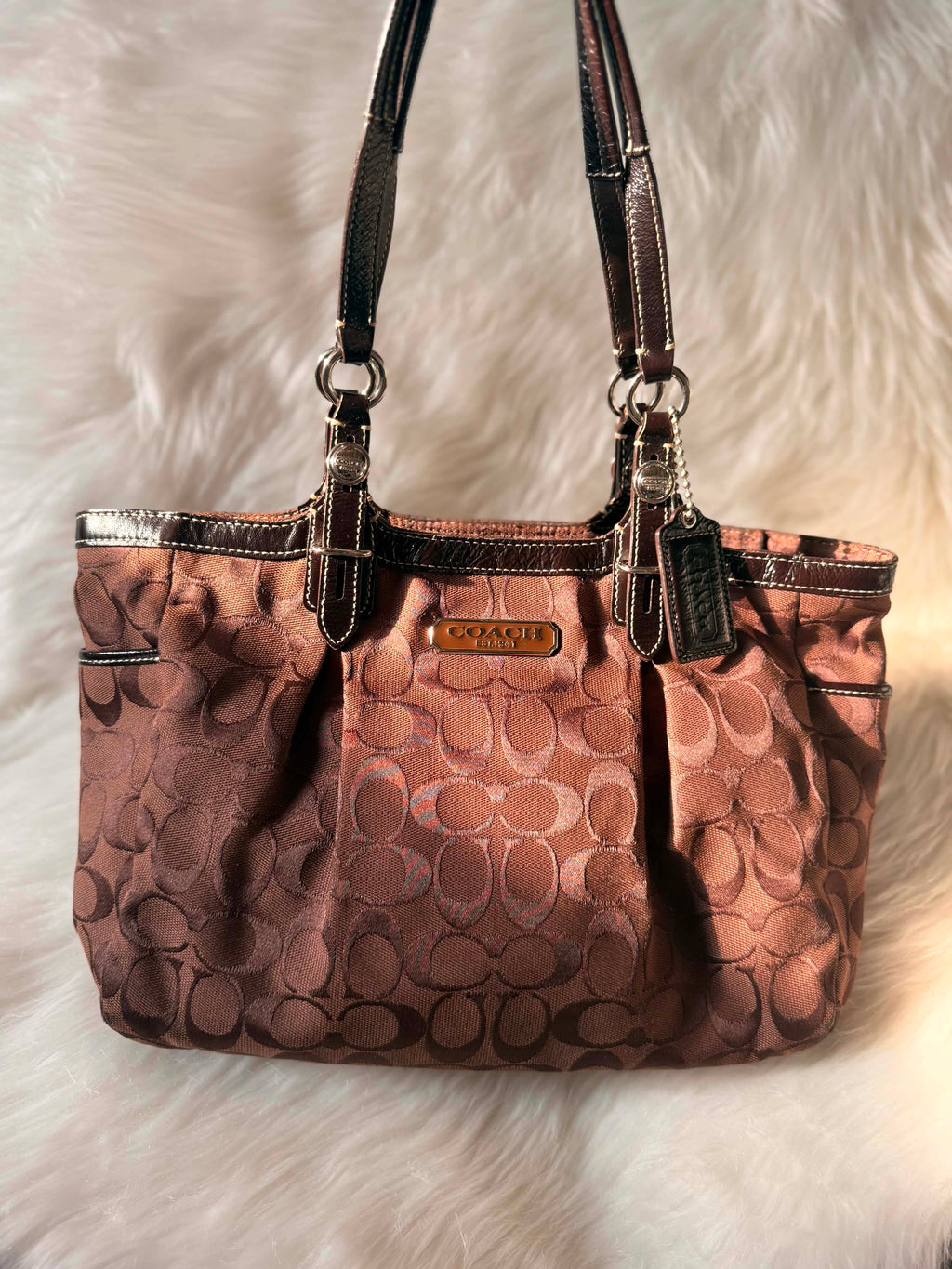 Coach Gallery Signature East/West Pleated Tote Bag