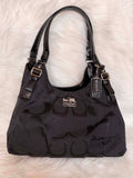 Vintage Coach Madison Black Hobo Opt Art Signature Canvas